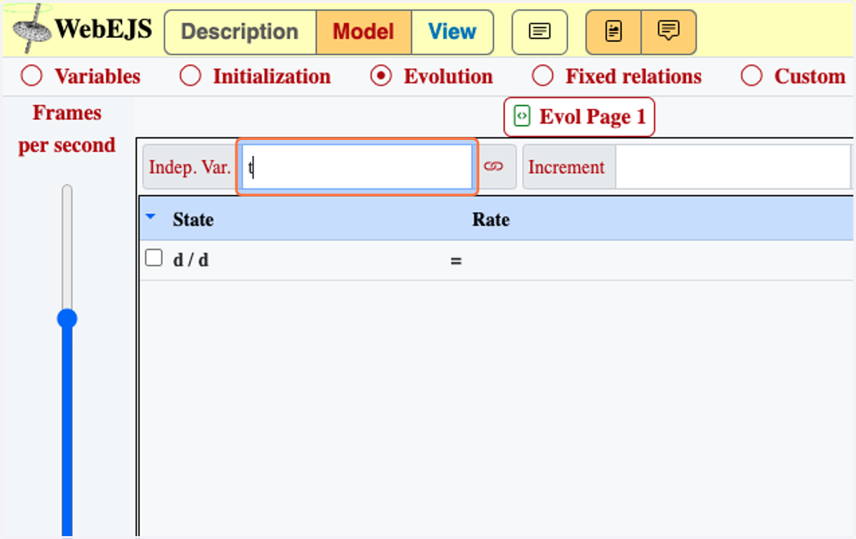 Type "t" to introduce a variable called t for time