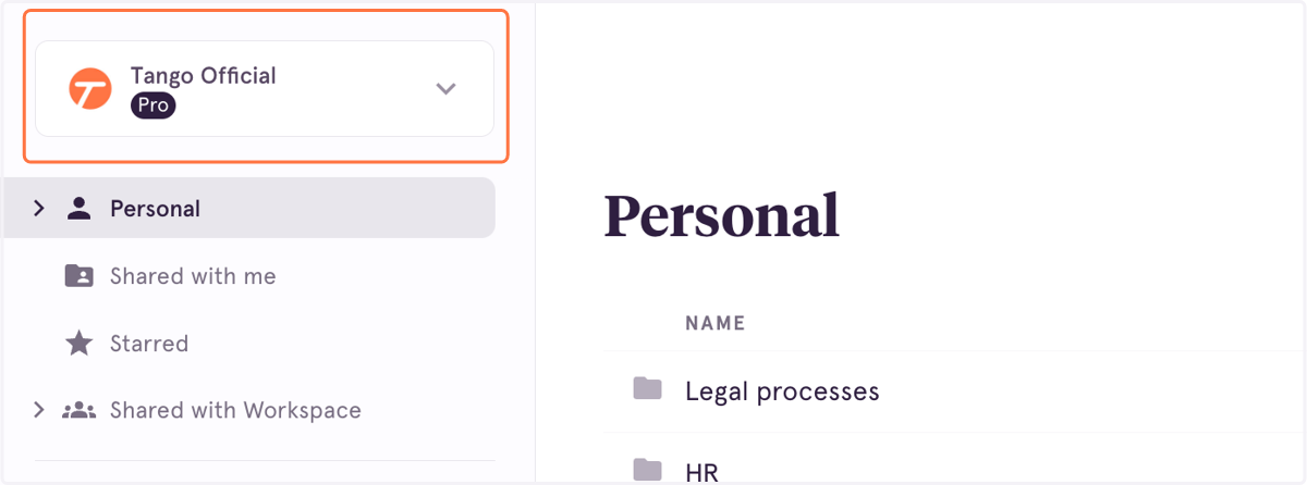 Confirm you are in the desired Shared Workspace