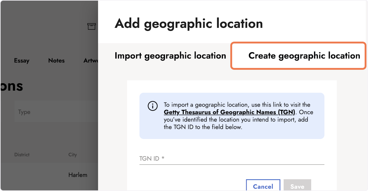 Select create geographic location