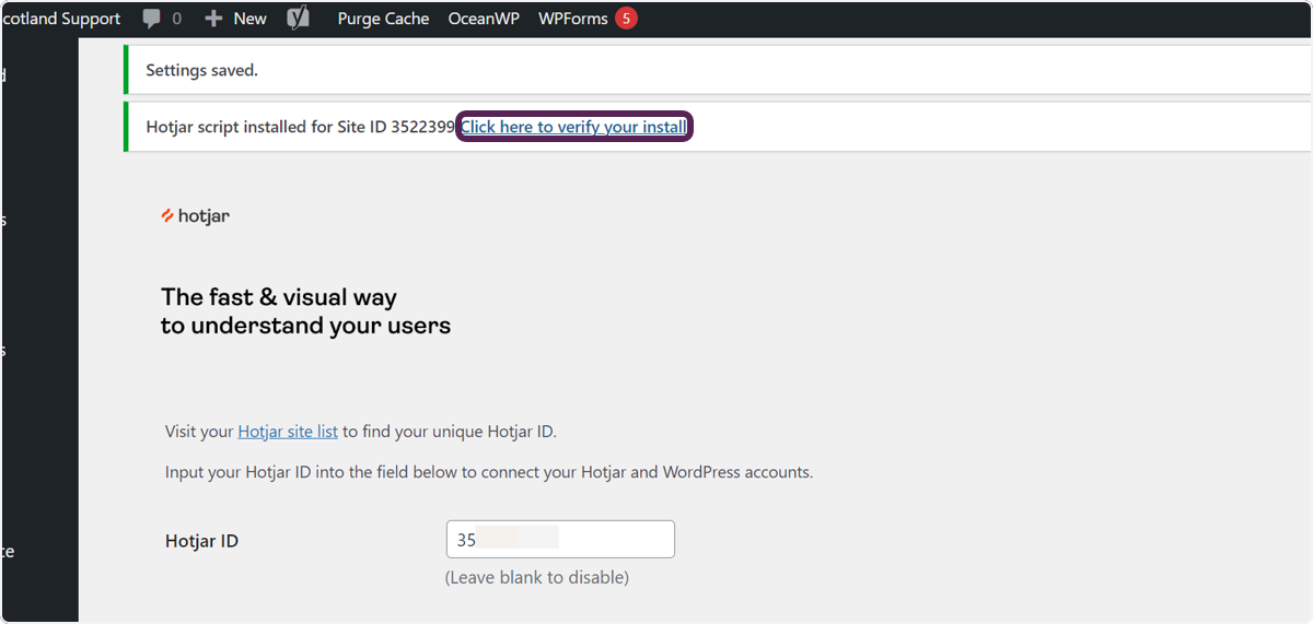 Click on Click here to verify your install