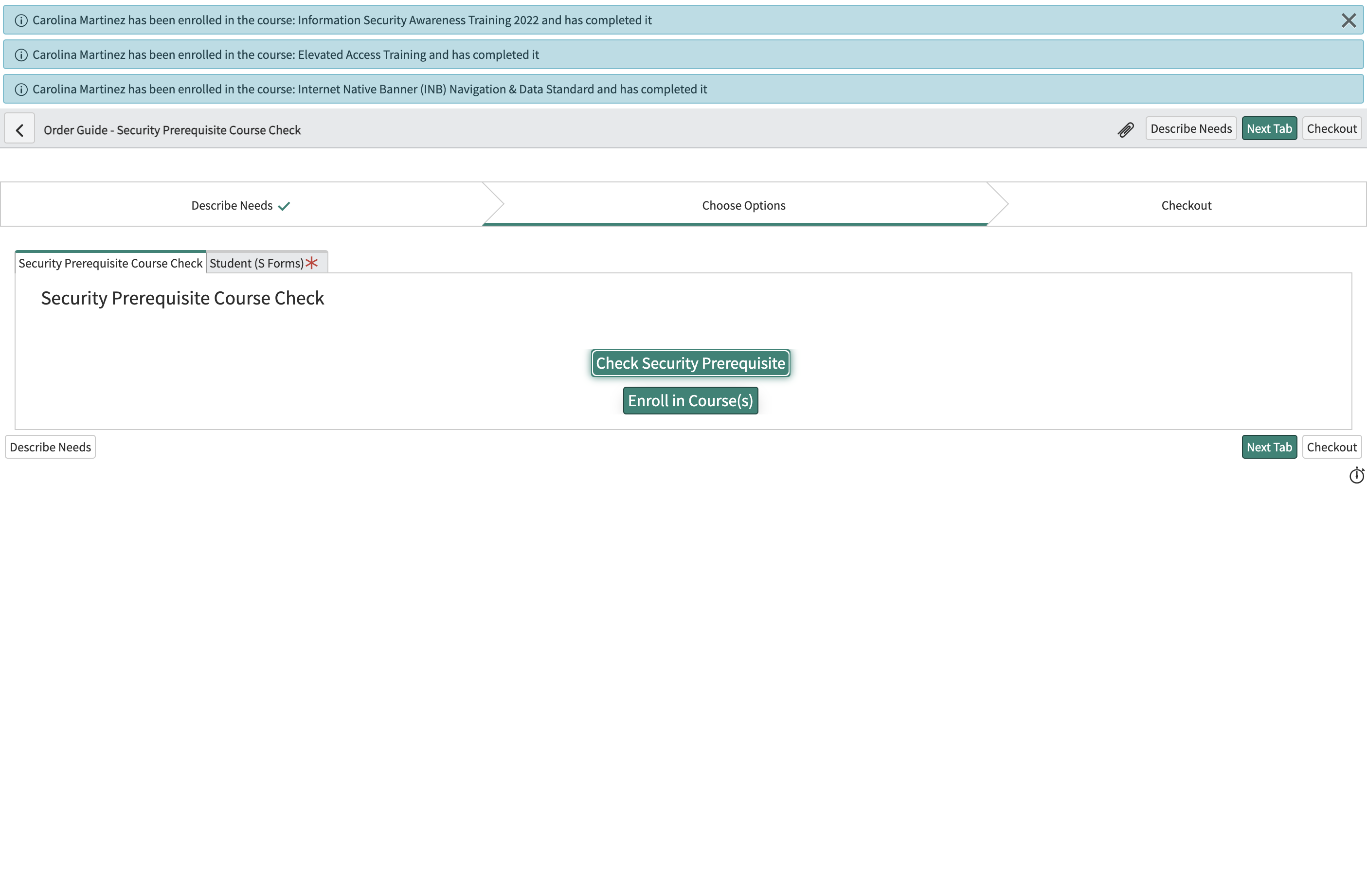 If needed, Click on Enroll in Course(s)