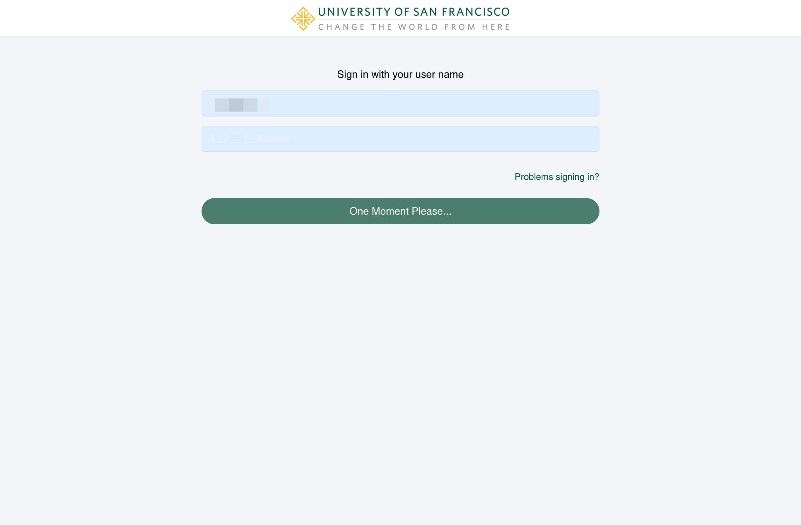 Log in using your myUSF credentials