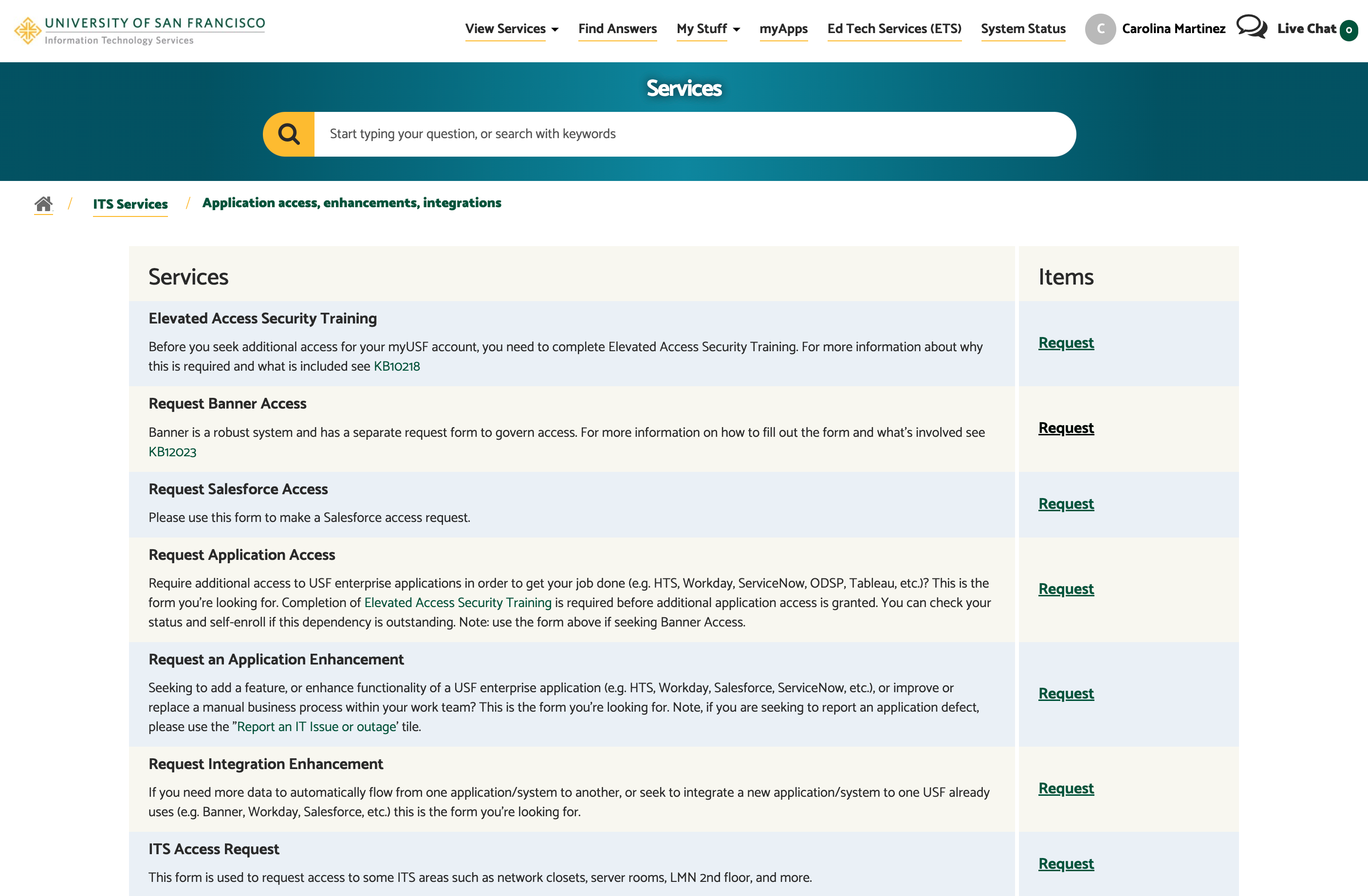Click on Request for Request Banner Access