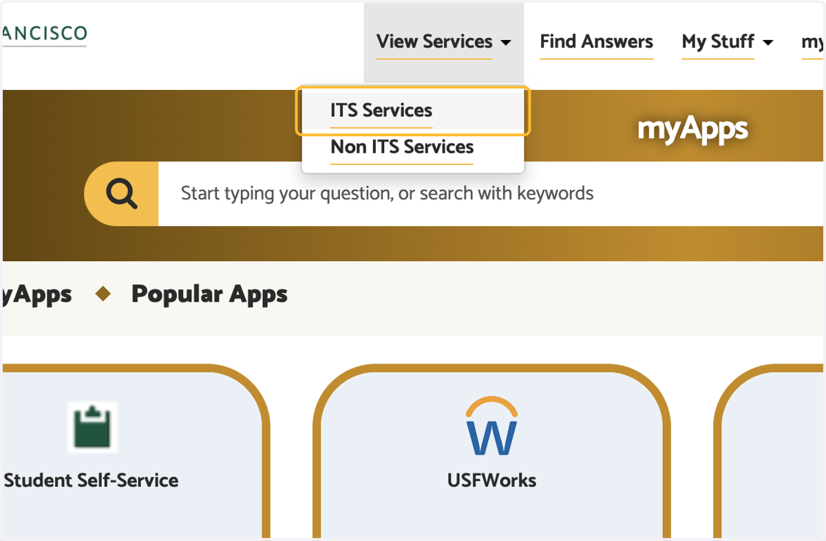 Click on ITS Services