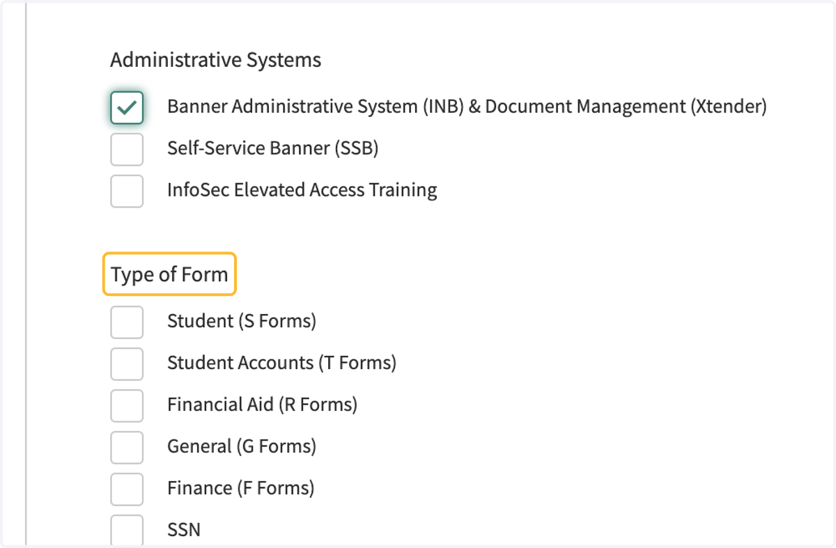 Select Form(s) needed