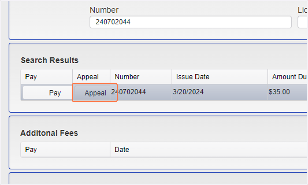 Click on Appeal