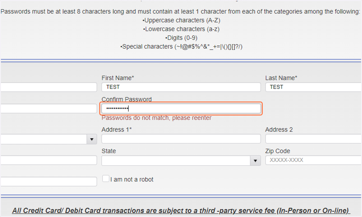 Re-Enter in a password