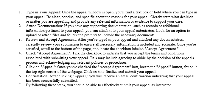 Appeal Instructions