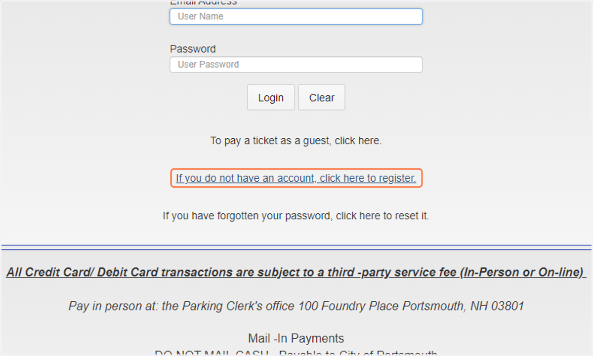 Click on If you do not have an account, click here to register.
