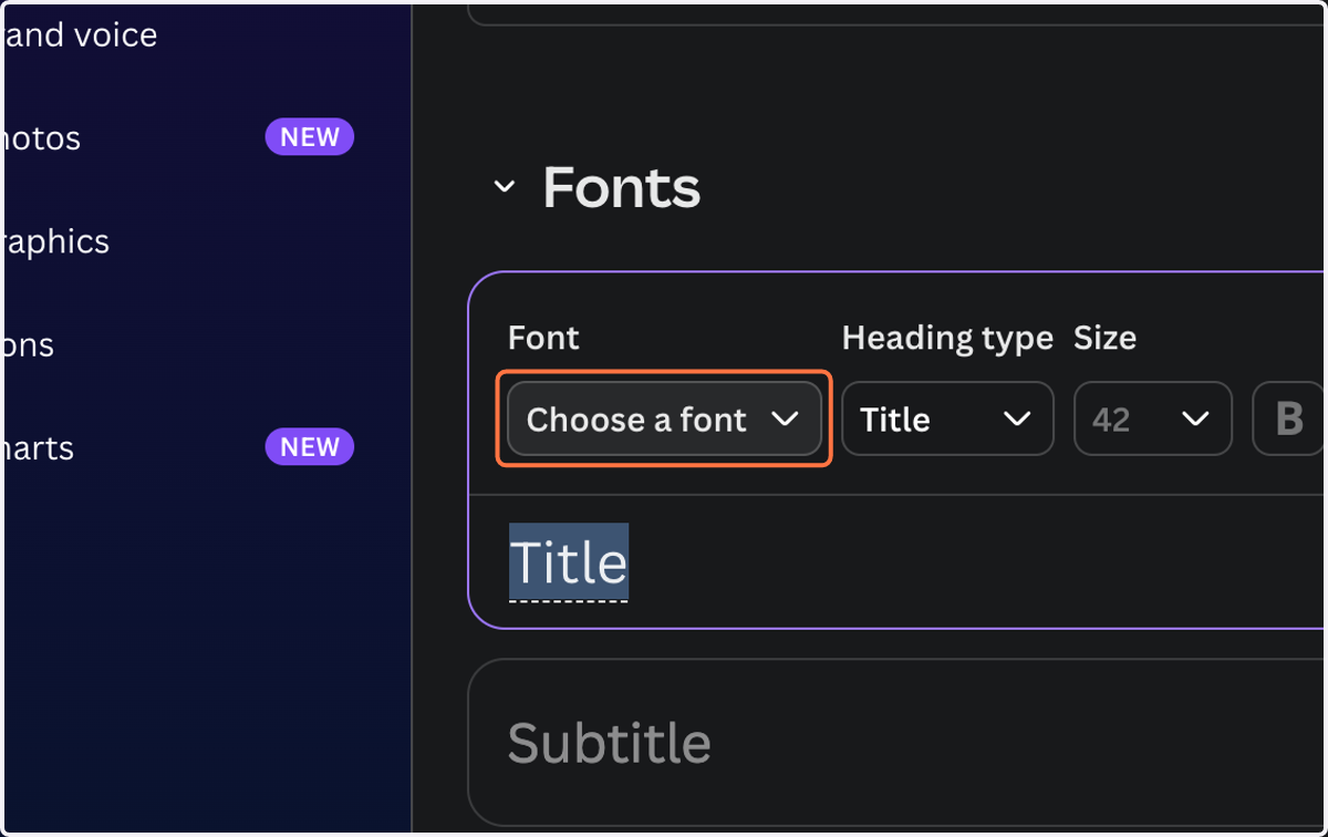Click on Choose a font