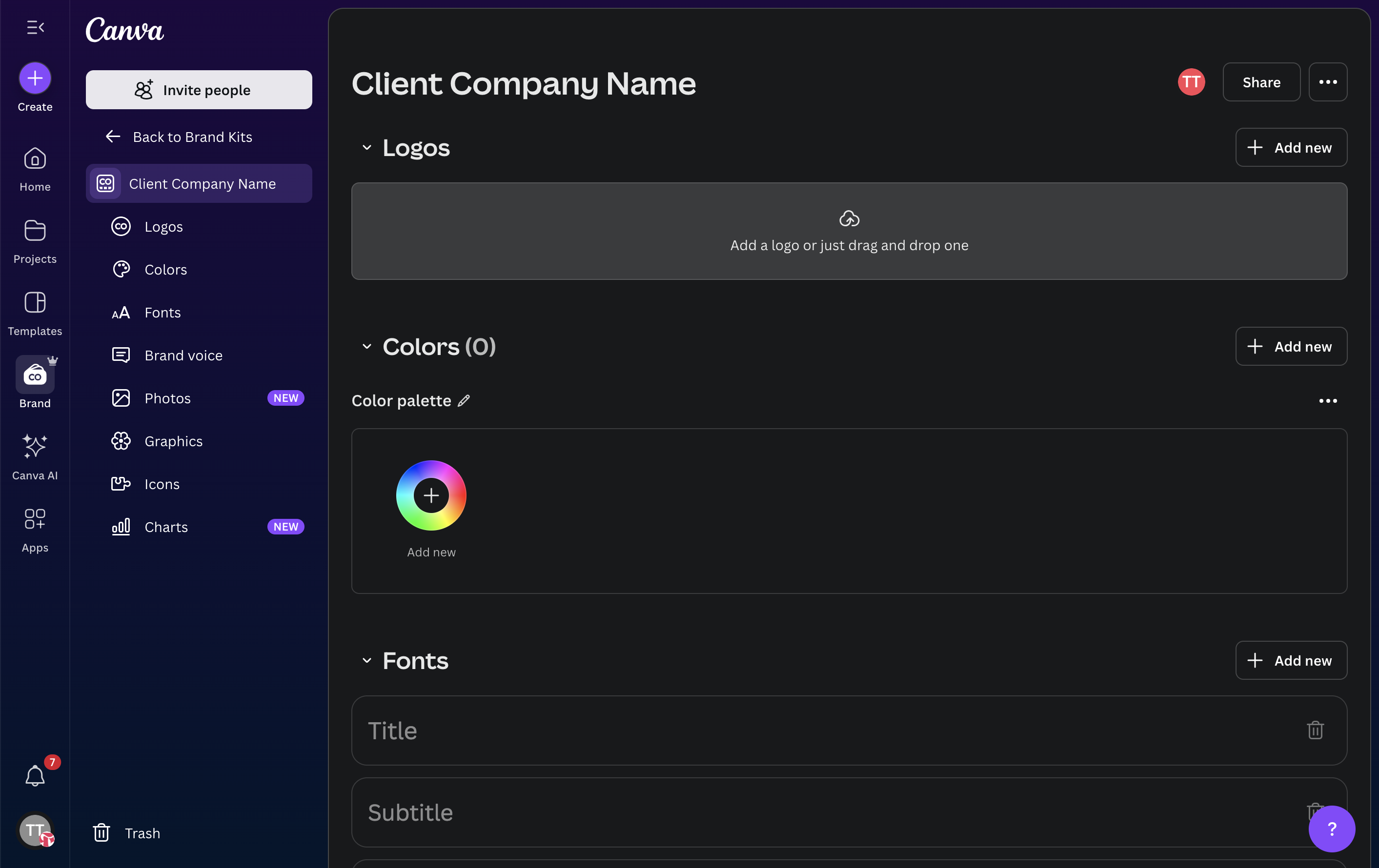 Click on Add a logo or just drag and drop one