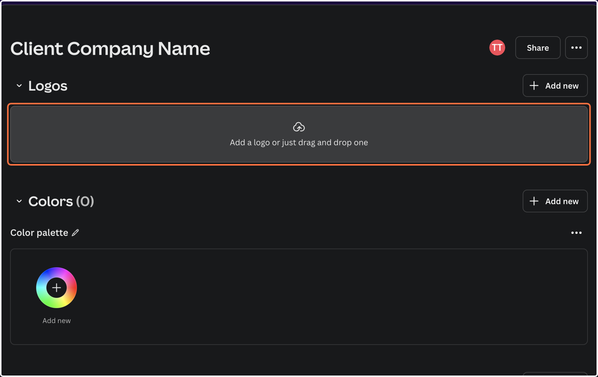 Click on Add a logo or just drag and drop one