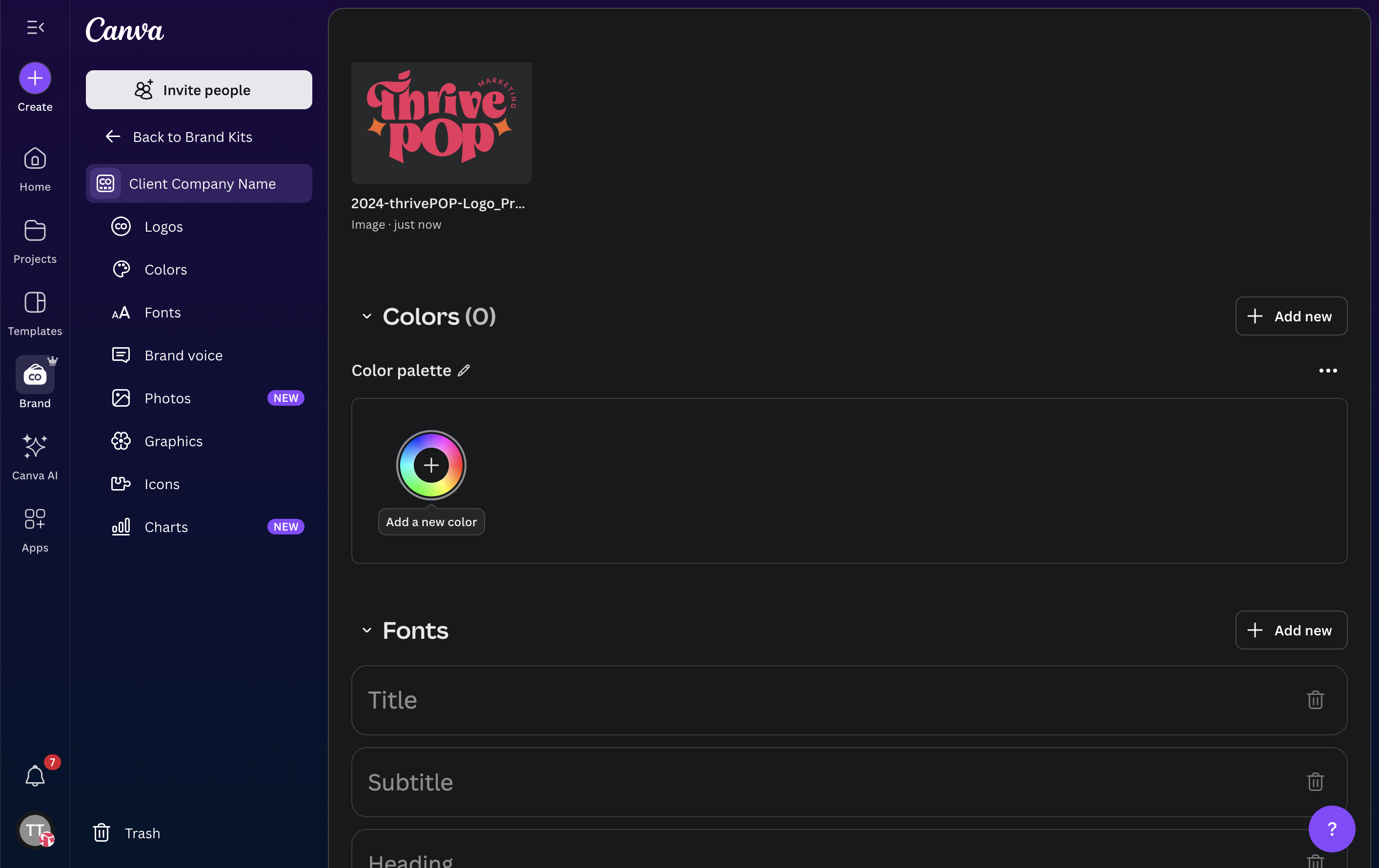 Click on Add a new color