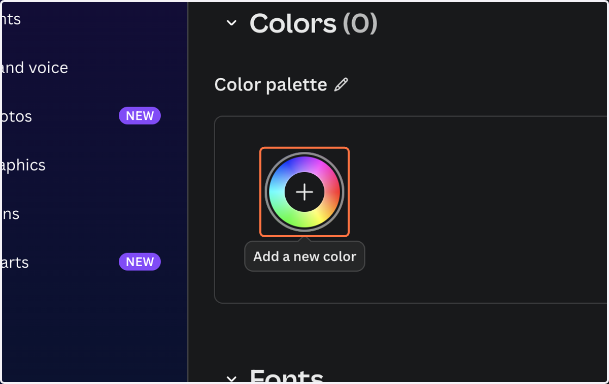 Click on Add a new color