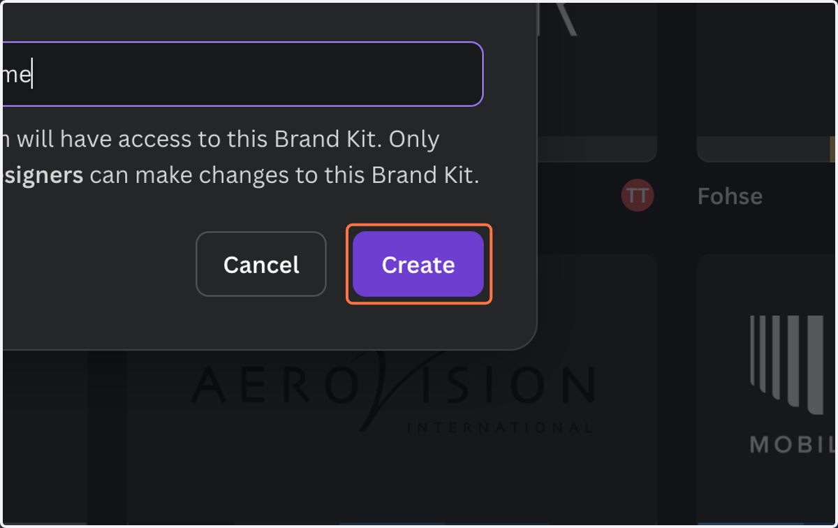 Click on Create