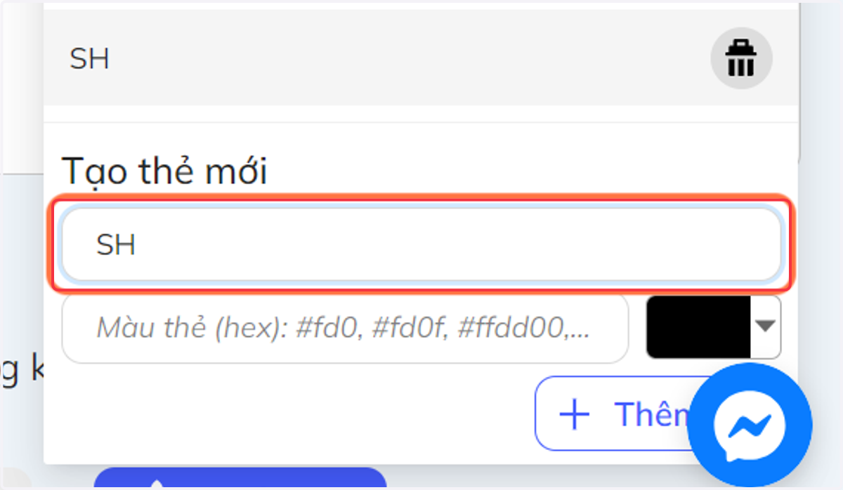 Nếu không có thẻ cần dùng, tại chỗ "Tạo thẻ mới" nhập tên thẻ mới