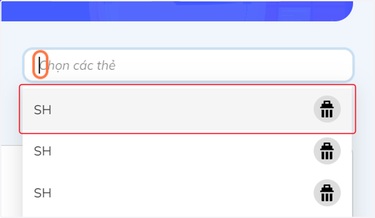 Nhấn chọn vào thẻ vừa tạo