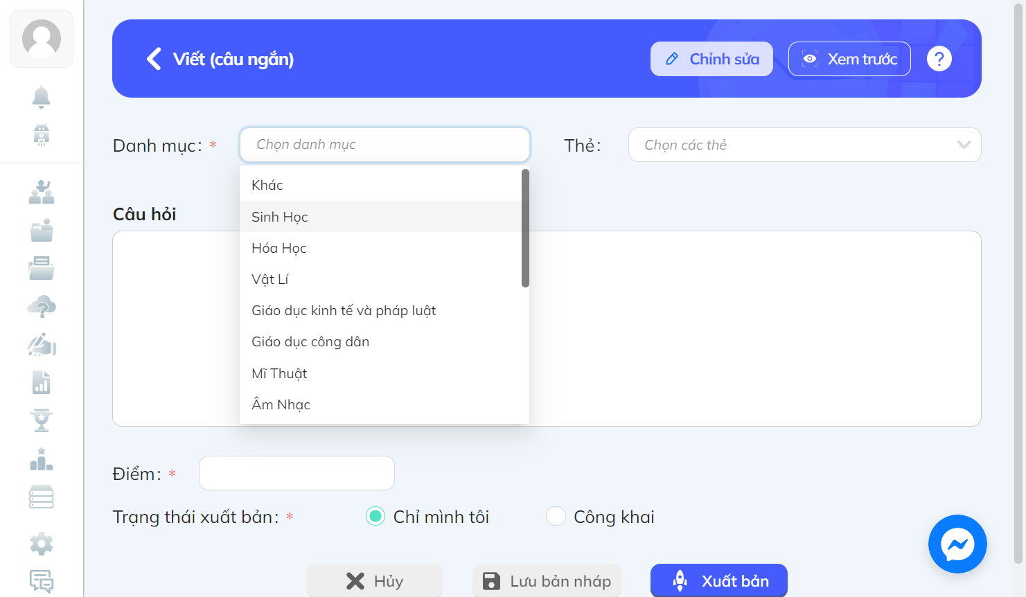 Nhấn chọn môn học
