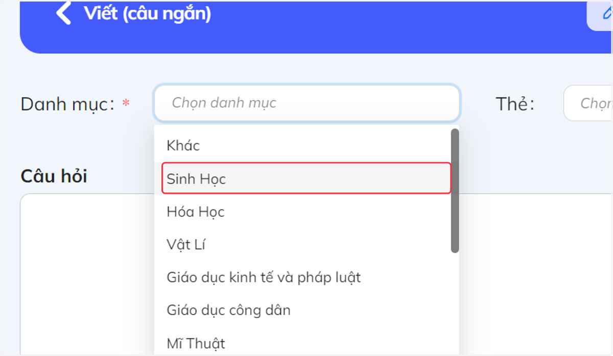 Nhấn chọn môn học