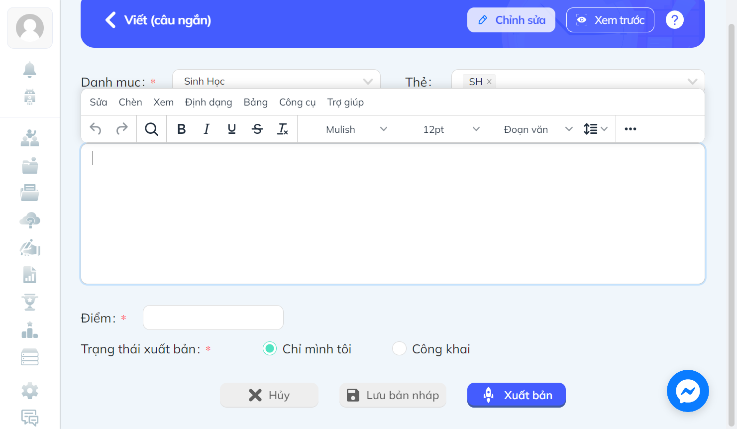 Nhập yêu cầu viết câu hoặc câu hỏi vào ô này