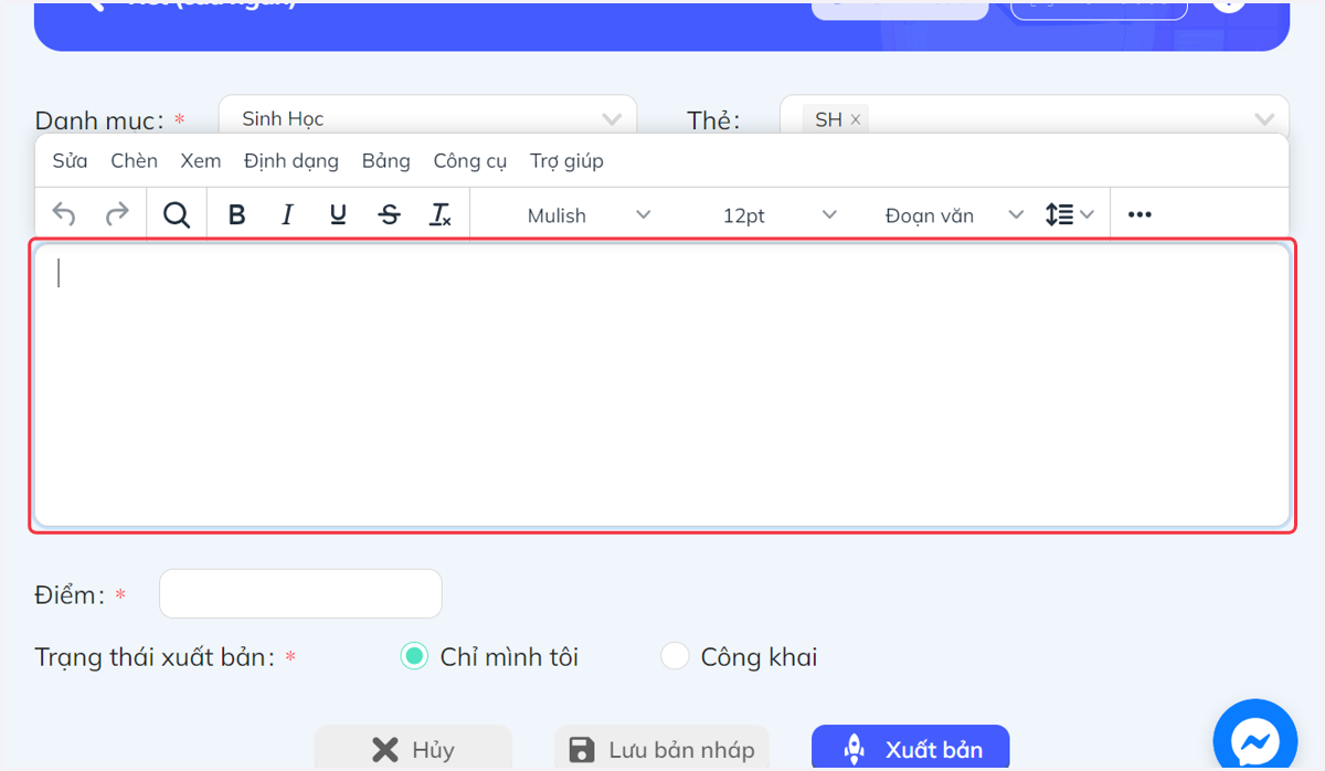 Nhập yêu cầu viết câu hoặc câu hỏi vào ô này