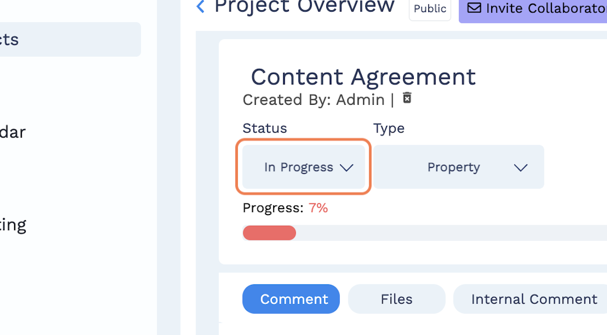 Click on In Progress from Status