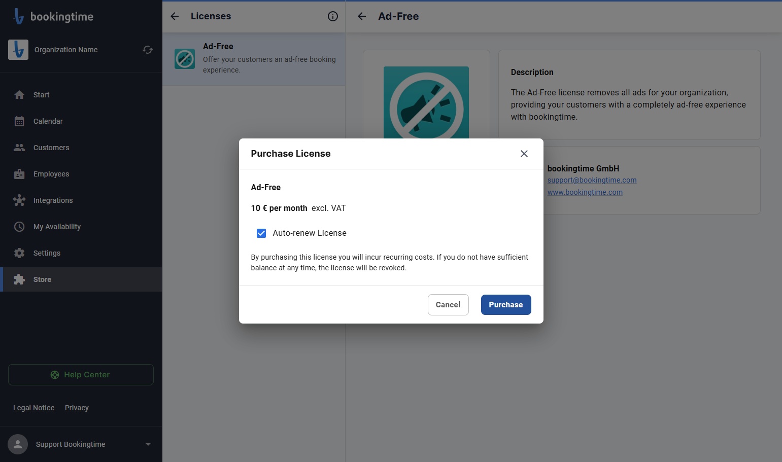 Click on Purchase - you have the option to choose to automatically renew your licence