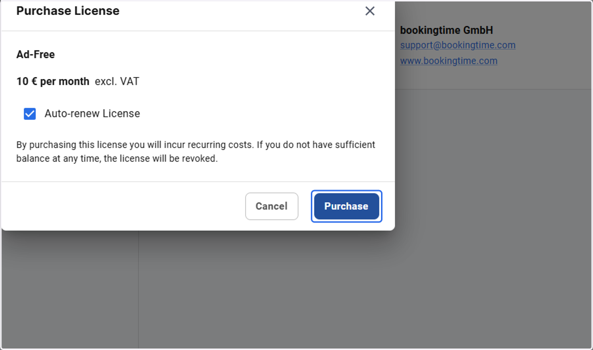 Click on Purchase - you have the option to choose to automatically renew your licence