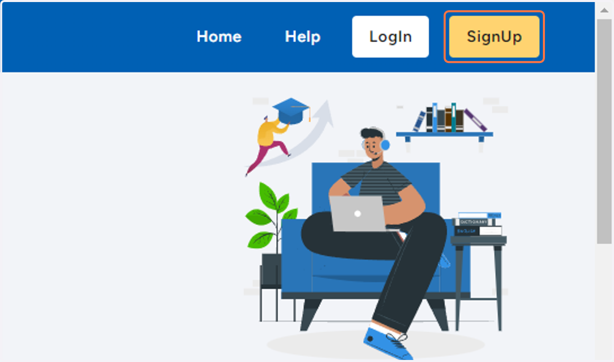 Click on SignUp