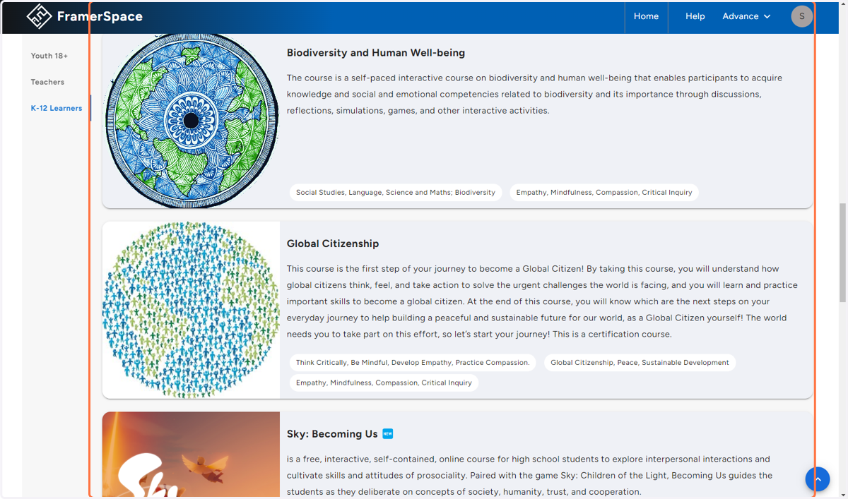 Find and click "Global Citizenship" course on the page.