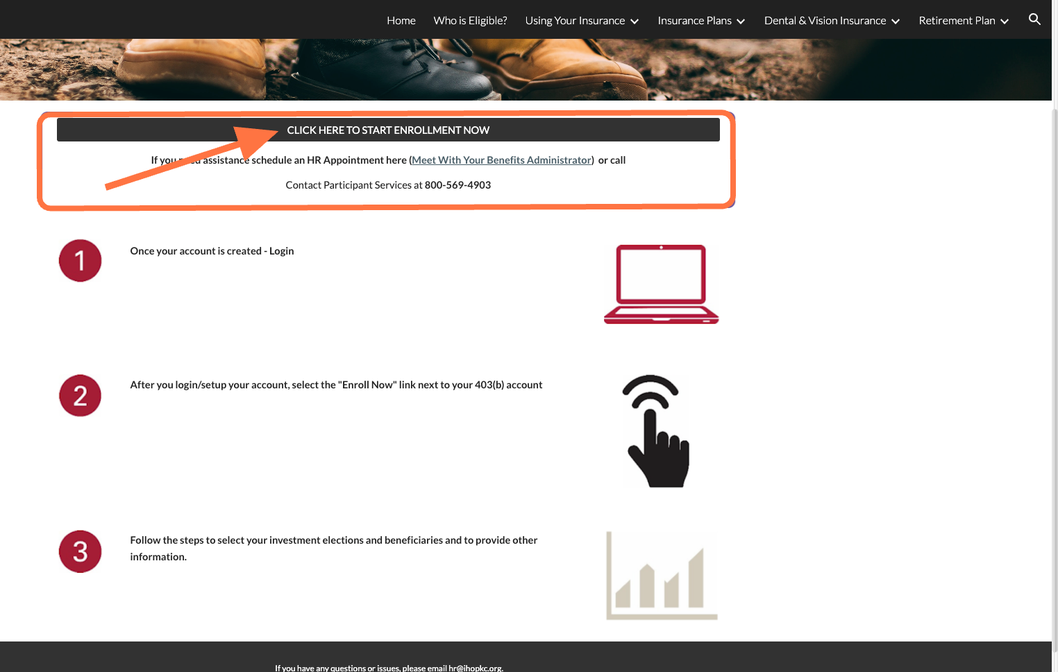 Click on "CLICK HERE TO START ENROLLMENT NOW"