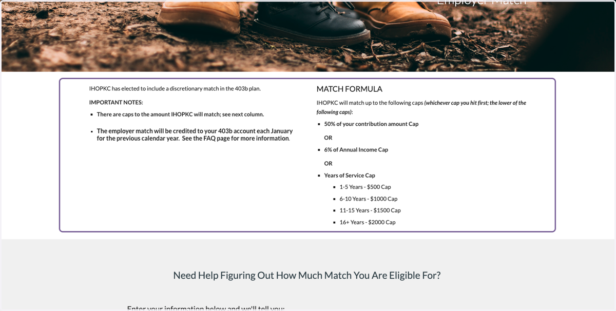 Read how the matching plan works