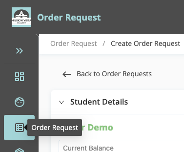 Click on Order Request