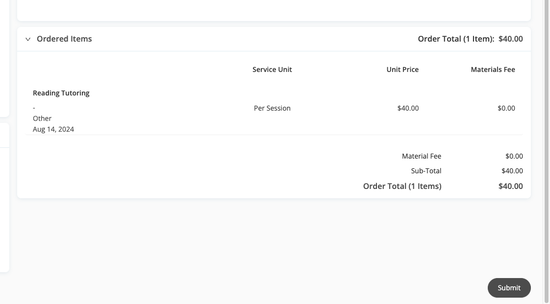 Review Order Request