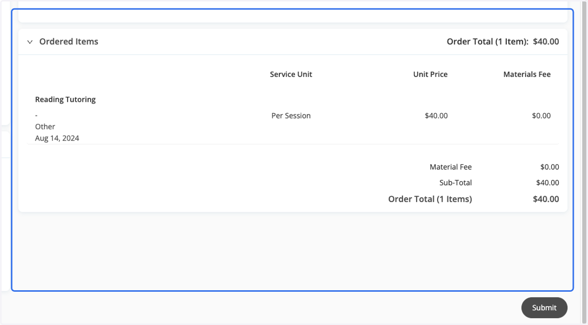 Review Order Request