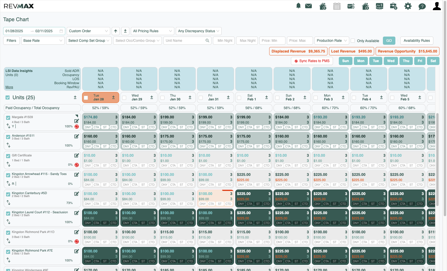 Select the Dates you'd like to apply Floor Rates to