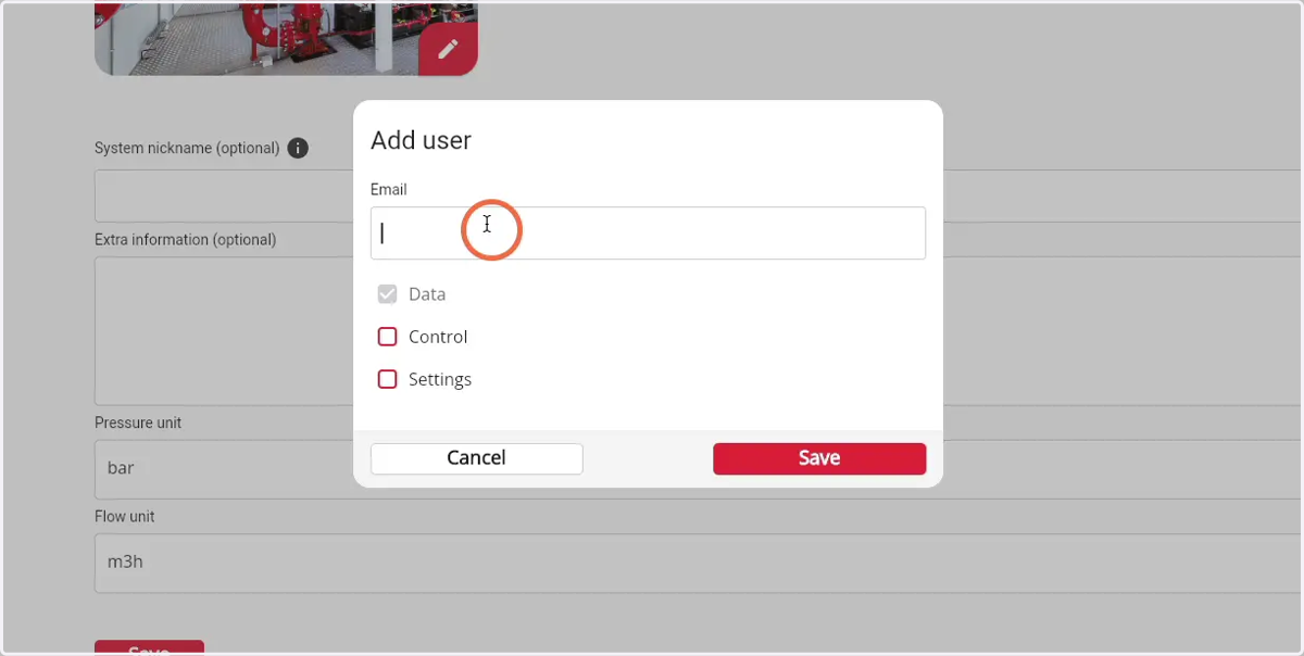 Enter the email adress of the user you would like to add