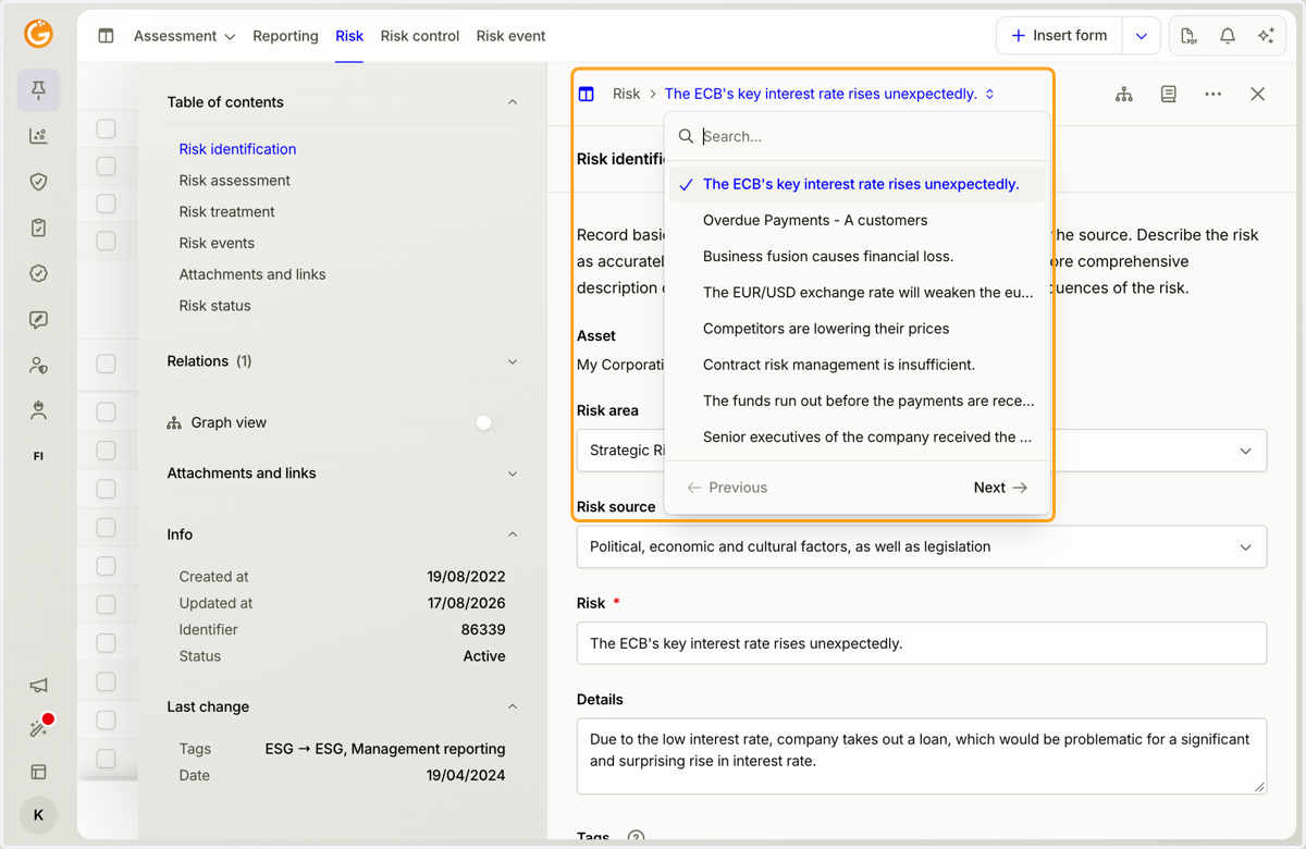 You can switch between forms using the menu at the top without closing the currently open form.