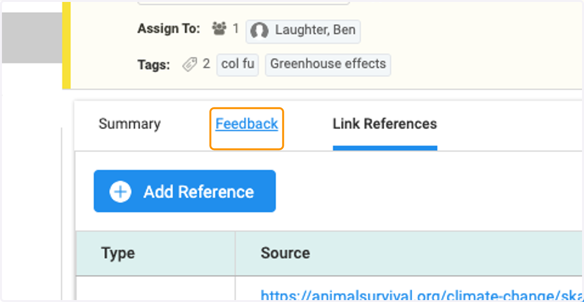 Click on Feedback