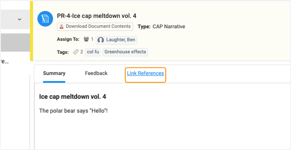 Click on Link References to view supporting reference materials