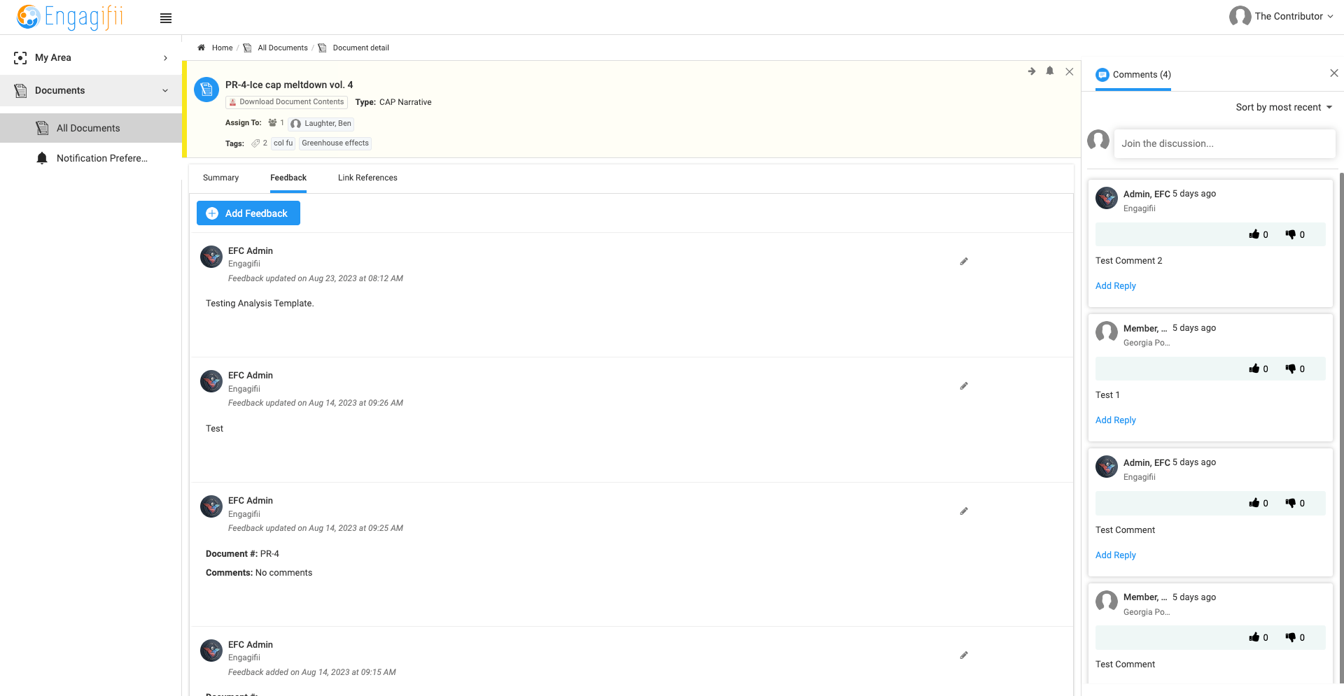 View feedback left by collaborators