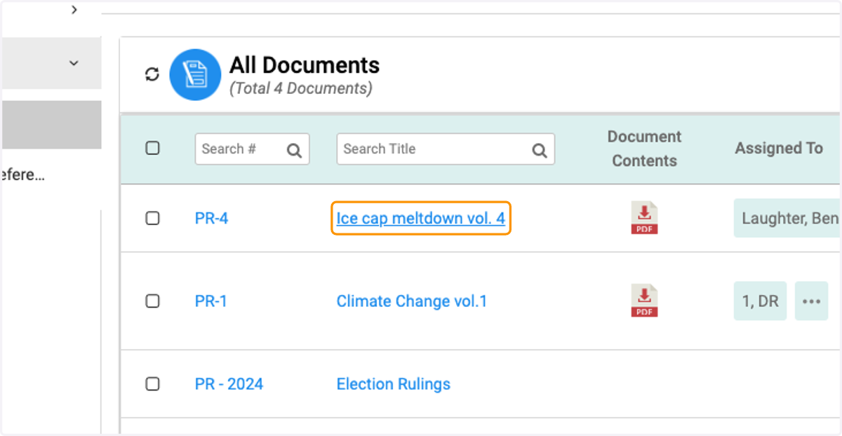 Click on the document