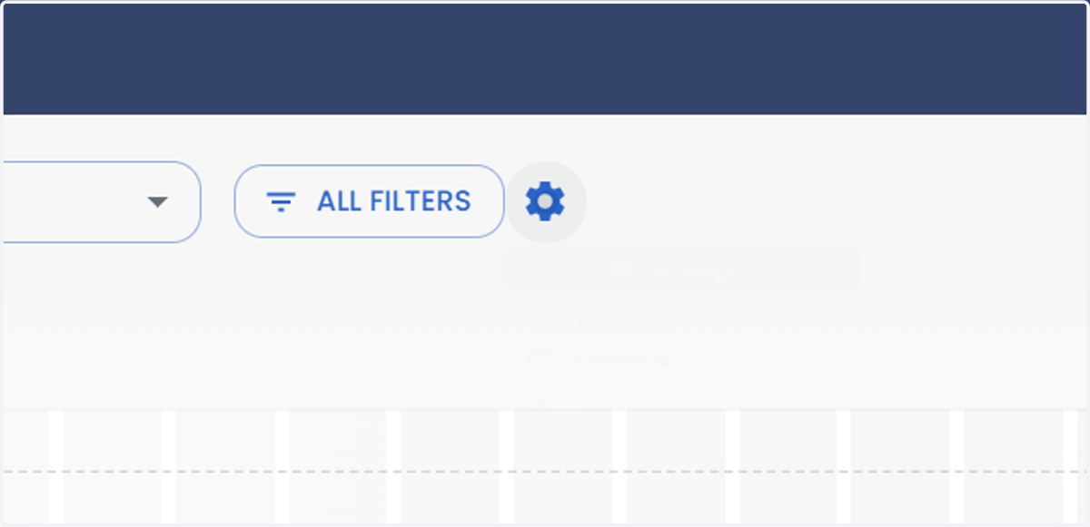 Click on Settings or Gear Icon to sort the data