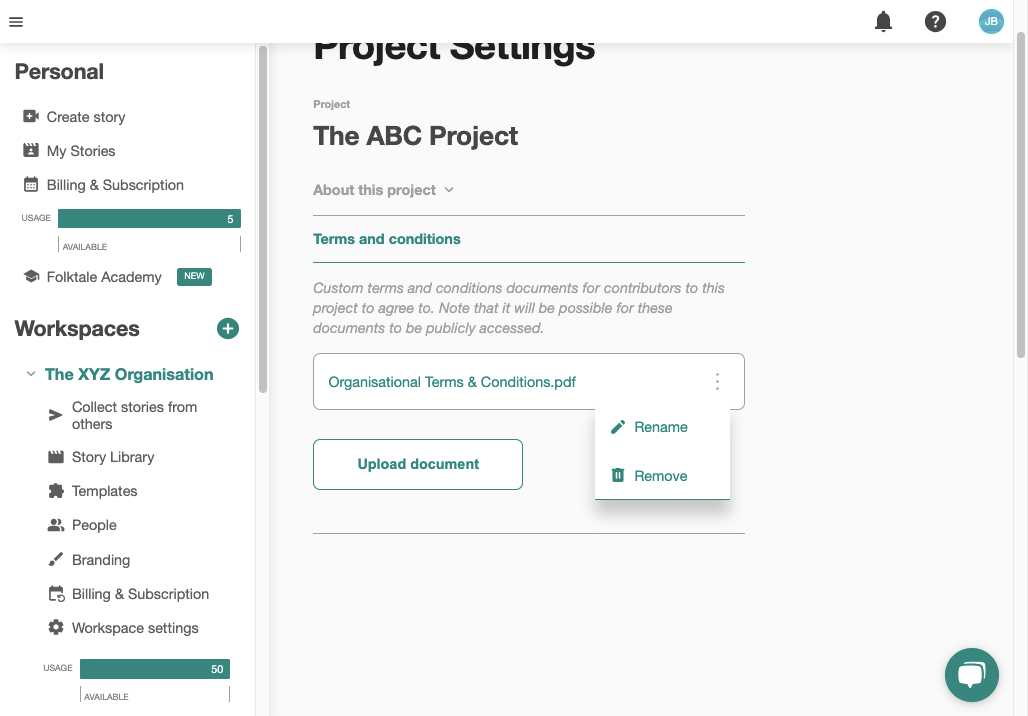 This will open the options to rename or remove the consent form