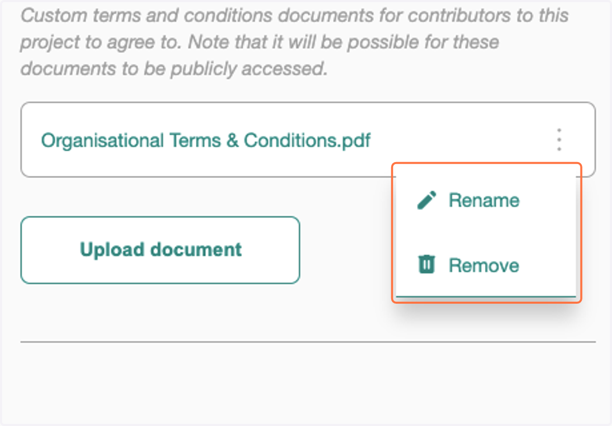 This will open the options to rename or remove the consent form