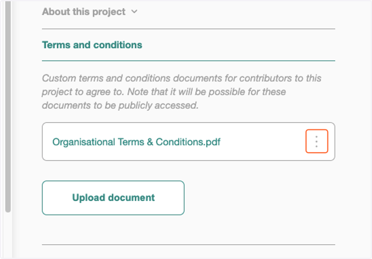 To rename or remove the consent form, click on the menu button
