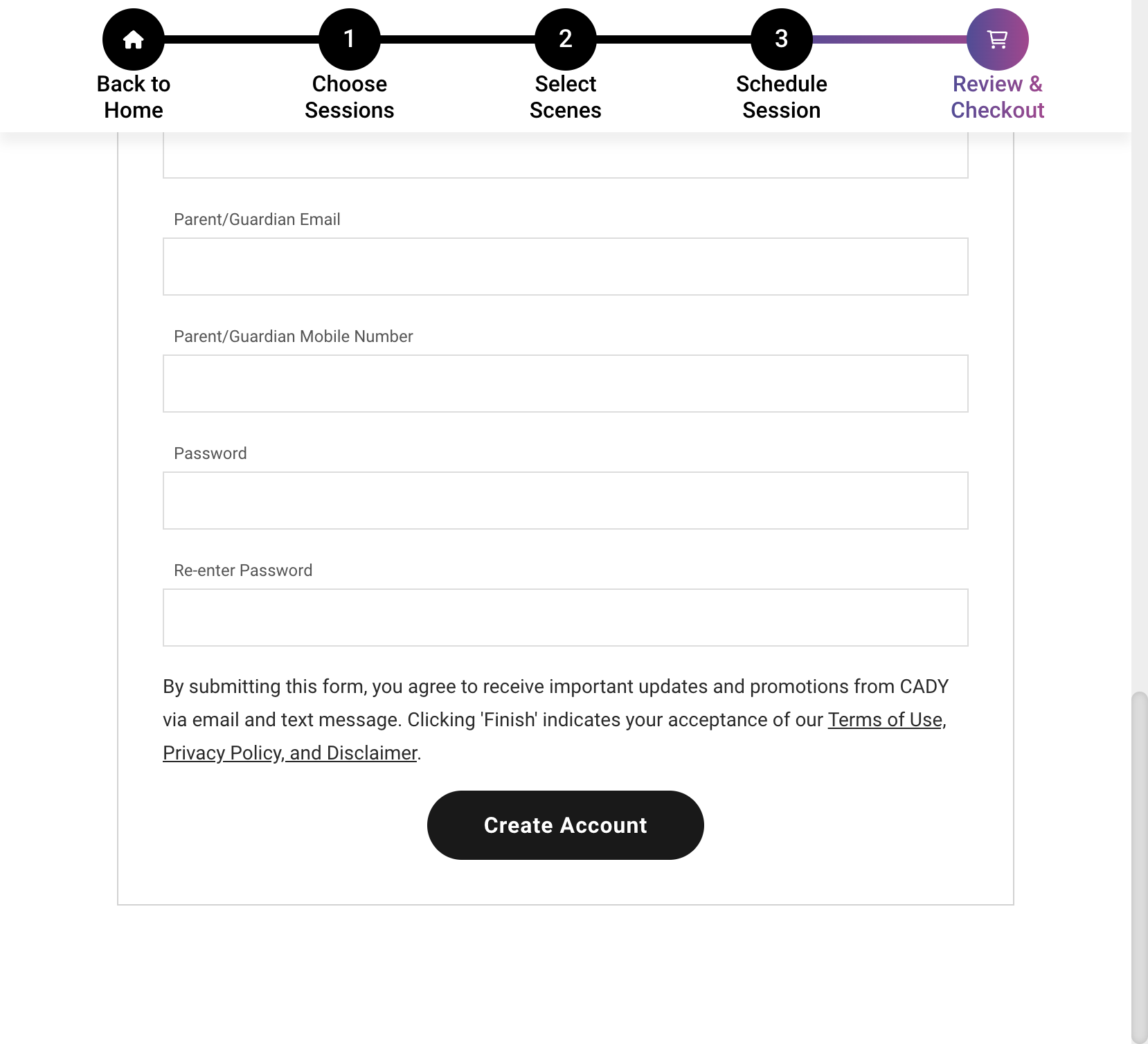 Click on Create Account