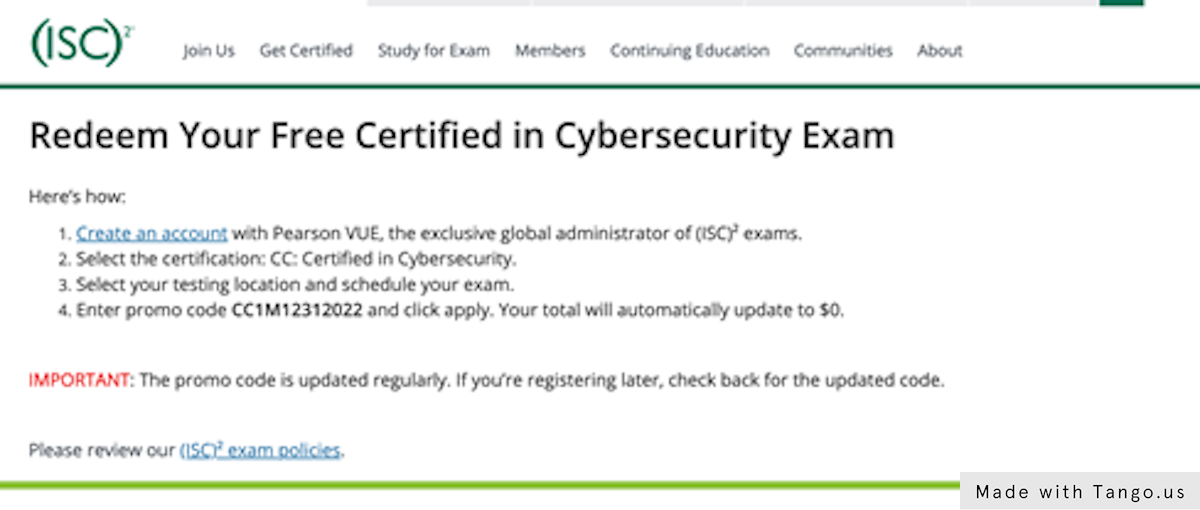 Redeem Your Free Certified in Cybersecurity Exam