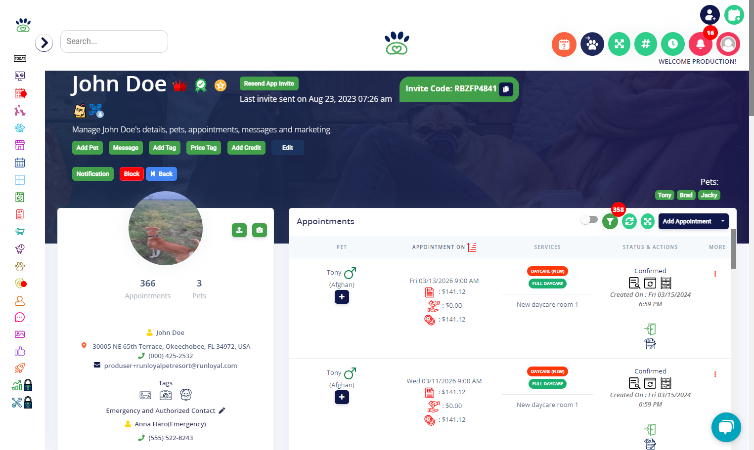 Locate the associated pet owner profile