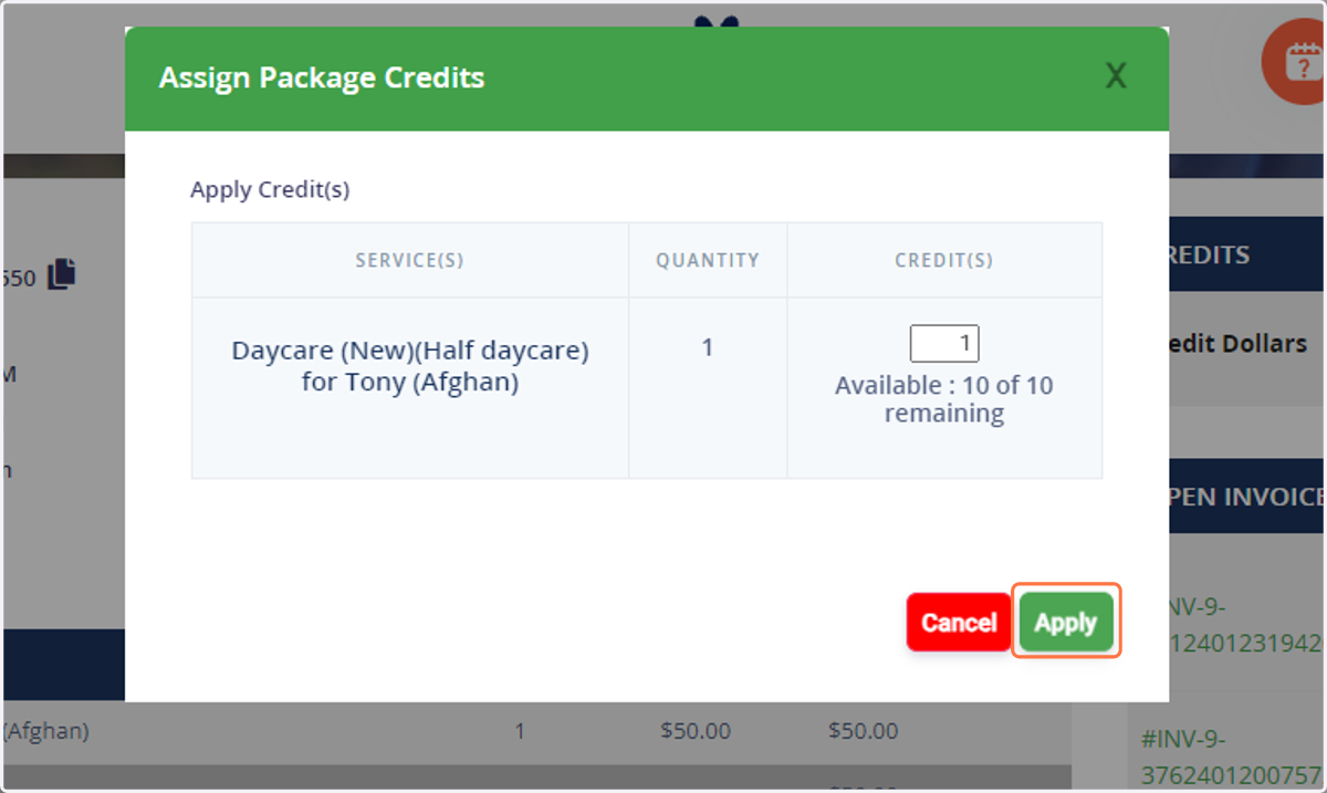 Click on Apply to finalize.